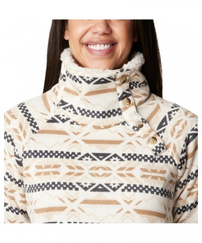 Women's Sweater Weather Sherpa Hybrid Pullover Chalk Checkered Peaks $31.53 Others