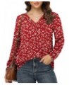 Blouses for Women Casual Chiffon Blouse Tops Loose V Neck Long Sleeve Blouse Mm F Red $17.35 Blouses