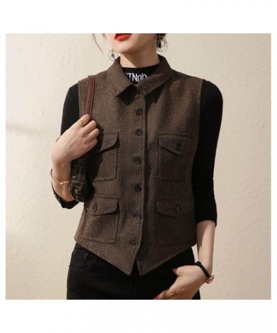 Womens Herringbone Tweed Waistcoat Lapel Vintage Button Dressy Vest Royal Blue $13.95 Vests