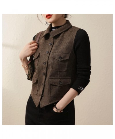 Womens Herringbone Tweed Waistcoat Lapel Vintage Button Dressy Vest Royal Blue $13.95 Vests