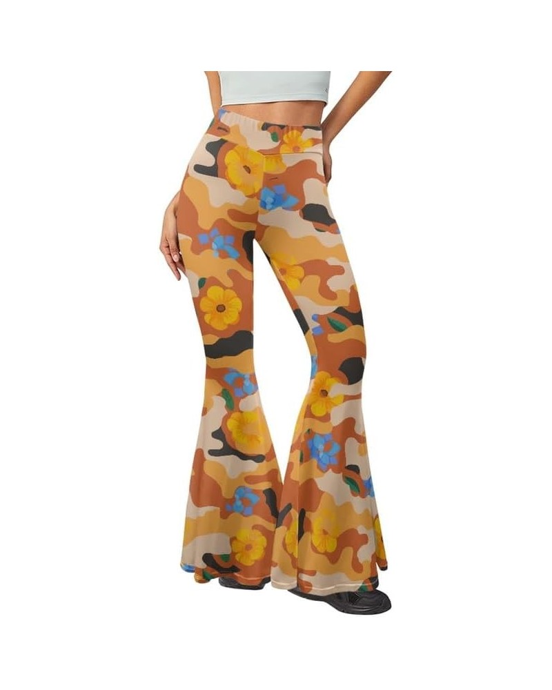 Camo Flared Leggings for High Waist Tummy Control, Women's Yoga Pants, Female Soft Lounge Pants for Sports Gym Orange Camo Hu...