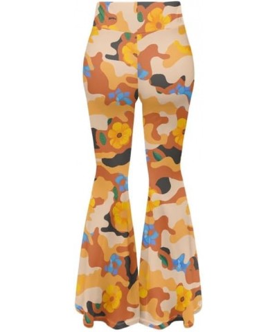 Camo Flared Leggings for High Waist Tummy Control, Women's Yoga Pants, Female Soft Lounge Pants for Sports Gym Orange Camo Hu...