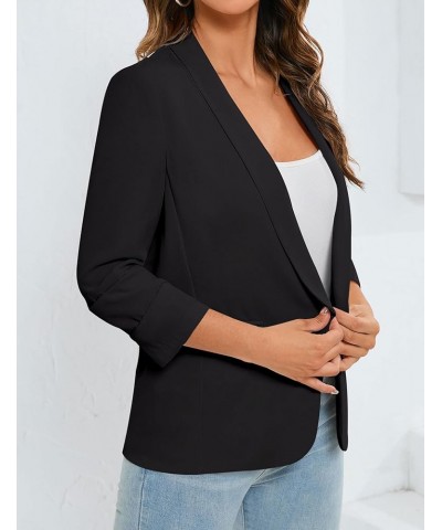 Women's 2024 Casual Blazers 3/4 Sleeves Lightweight Business Work Blazer Jackets with Pockets Black $15.51 Blazers