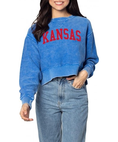 Women's Corded Boxy Pullover Kansas Jayhawks Royal Blue $10.12 Sweaters