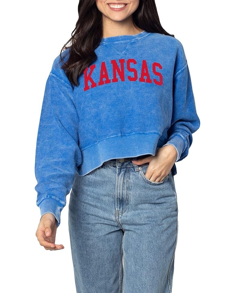 Women's Corded Boxy Pullover Kansas Jayhawks Royal Blue $10.12 Sweaters