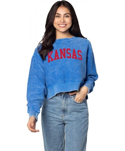 Women's Corded Boxy Pullover Kansas Jayhawks Royal Blue $10.12 Sweaters