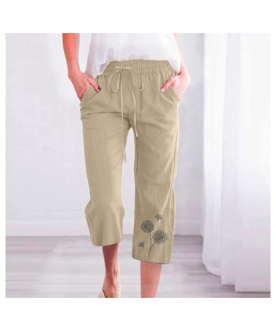 Women's Cotton Linen Capri Trousers Floral Graphic Casual Relaxed Summer Pants High Waist Stylish Daily Capris Beige $9.35 Ot...