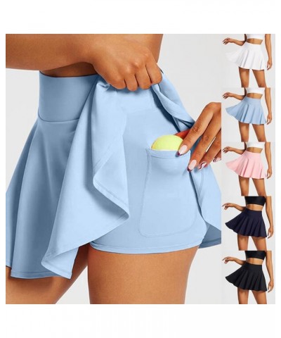 Women's High Waisted Tennis Skirts Tummy Control Pleated Golf Skorts Athletic Running Cute Skorts Skirts with Pocket Blue $8....