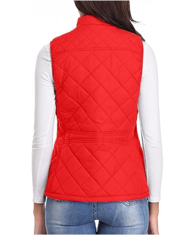 Women's Quilted Vest, Puffer Sleeveless Jacket for Women, Stand Collar Lightweight Zip Padded Gilet Warm Waistcoat Red $11.51...