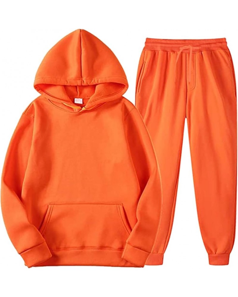 Unisex Sweatsuits 2 Piece Set Holiday Men Women Long Sleeve Hoodie Pullover Sweatshirt Tracksuit Jogger Sweatpants A1-orange ...