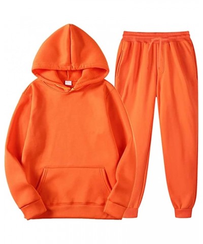 Unisex Sweatsuits 2 Piece Set Holiday Men Women Long Sleeve Hoodie Pullover Sweatshirt Tracksuit Jogger Sweatpants A1-orange ...