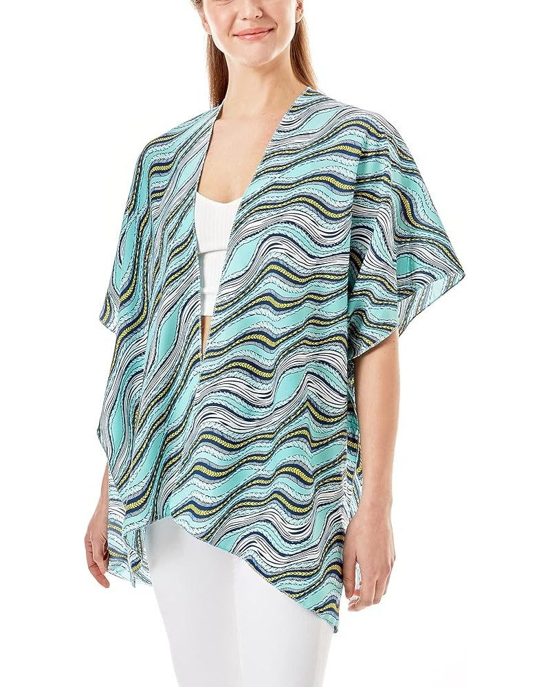 Me Plus Women Swimsuit Beach Cover up Fashion Half Ruffled Shawl Bikini Beachwear Bathing Suit Wavey Stripes - Mint $8.80 Swi...