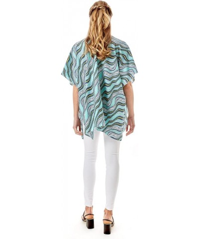 Me Plus Women Swimsuit Beach Cover up Fashion Half Ruffled Shawl Bikini Beachwear Bathing Suit Wavey Stripes - Mint $8.80 Swi...