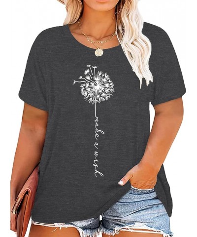 Plus Size Dandelion Shirt Women Inspirational Graphic Tee Spread Kindness Tshirt Women's Flower Tops Dark Grey1 $14.25 T-Shirts