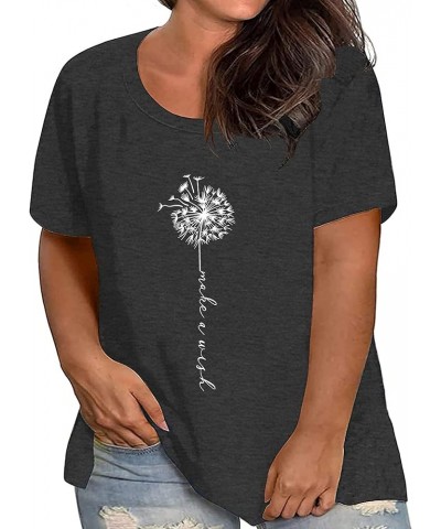 Plus Size Dandelion Shirt Women Inspirational Graphic Tee Spread Kindness Tshirt Women's Flower Tops Dark Grey1 $14.25 T-Shirts