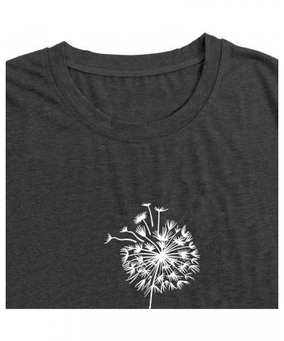 Plus Size Dandelion Shirt Women Inspirational Graphic Tee Spread Kindness Tshirt Women's Flower Tops Dark Grey1 $14.25 T-Shirts