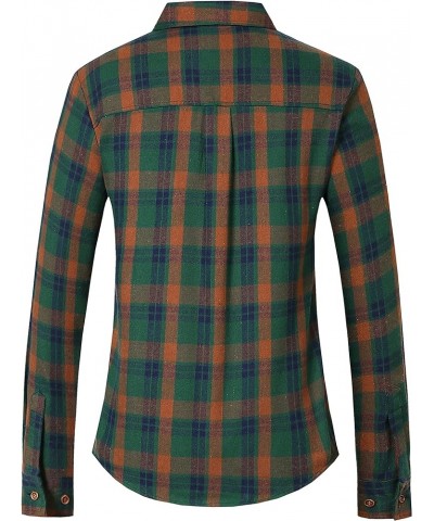 Flannel Shirts Womens Long Sleeve Button Down Plaid Shirts Casual Green Blue Flannel $20.07 Blouses