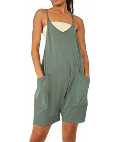 Women's Casual Loose Overalls Jumpsuits 2024 Adjustable Straps Wide Leg Baggy Harem Short/Long Pant Rompers Pockets B-green $...