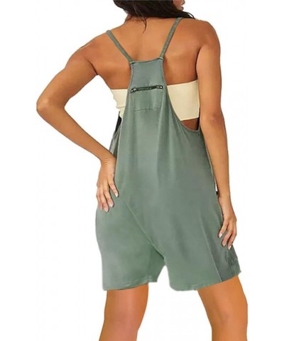 Women's Casual Loose Overalls Jumpsuits 2024 Adjustable Straps Wide Leg Baggy Harem Short/Long Pant Rompers Pockets B-green $...