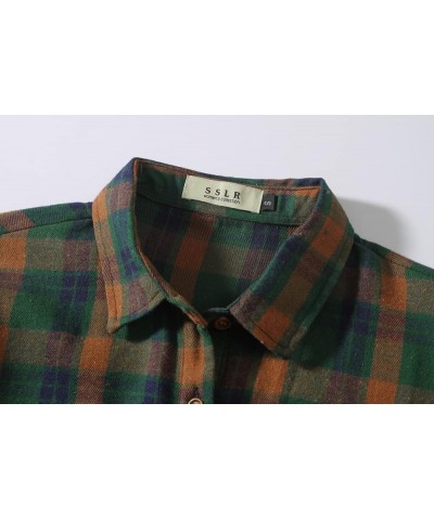 Flannel Shirts Womens Long Sleeve Button Down Plaid Shirts Casual Green Blue Flannel $20.07 Blouses