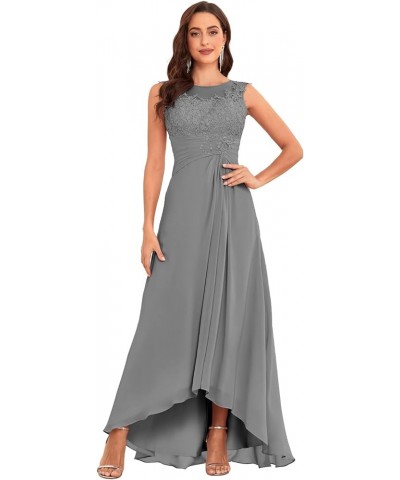 Tea Length Mother of The Bride Dresses for Wedding Lace Appliques Formal Dresses Evening Gowns Grey $49.39 Dresses