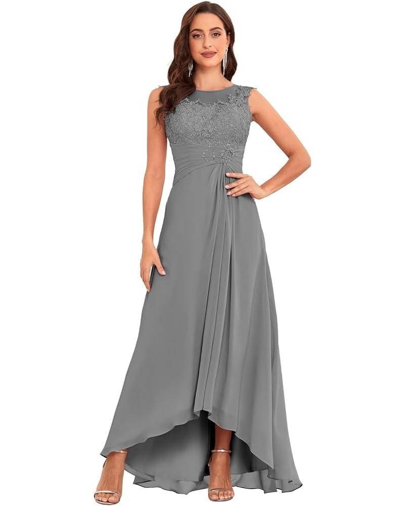 Tea Length Mother of The Bride Dresses for Wedding Lace Appliques Formal Dresses Evening Gowns Grey $49.39 Dresses