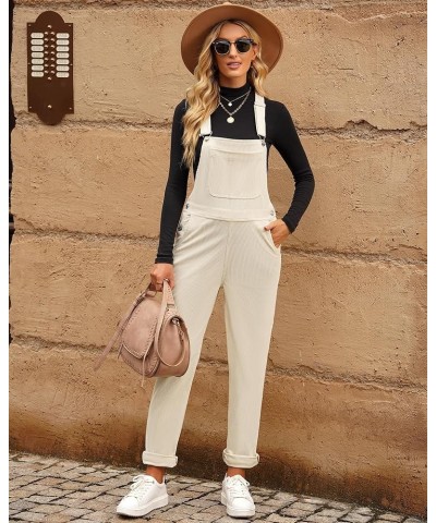 Corduroy Overalls for Women Adjustable Straps Fashion Bib Overall Jumpsuit with Pocket Tapered Leg Trendy 90s Vanilla $25.75 ...