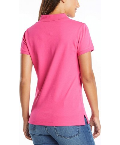 Women's 3-Button Short Sleeve Breathable 100% Cotton Polo Shirt Leis Pink $14.88 Shirts