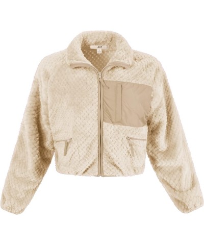 Women's Cropped Front Two Pocket Snap Quilted Padding Bomber Jacket Yawcjl0021 Cream $17.55 Jackets