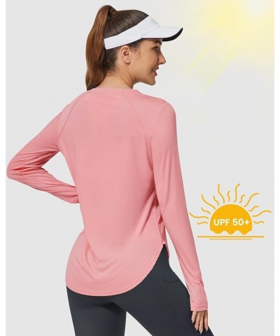 Women's Long Sleeve Workout Shirts UPF 50+ Sun Shirts Lightweight Quick Dry Outdoor Hiking Tops Pink $17.39 Activewear