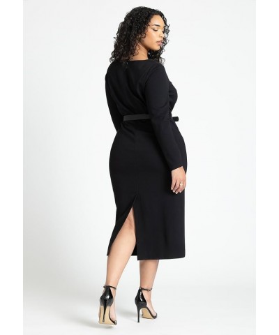 Women's Plus Size Shaped Neckline Ponte Dress Black Onyx $28.98 Dresses