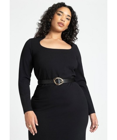 Women's Plus Size Shaped Neckline Ponte Dress Black Onyx $28.98 Dresses