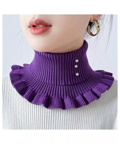 Fake Turtleneck Women's Turtleneck with Pearl Dickey Collar Wear Sweater Hoodie High Neck Mock Collar Knitting E-3p $11.88 Sw...