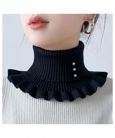 Fake Turtleneck Women's Turtleneck with Pearl Dickey Collar Wear Sweater Hoodie High Neck Mock Collar Knitting E-3p $11.88 Sw...