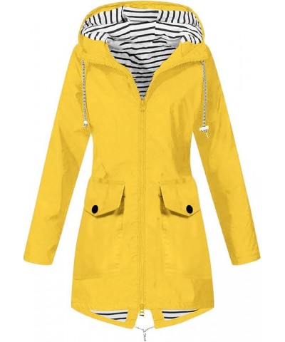 Rain Coats for Women,Womens Fall Fashion 2022 Raincoat Women Lightweight Waterproof Rain Jackets Zip Up Outdoor Hooded Yellow...