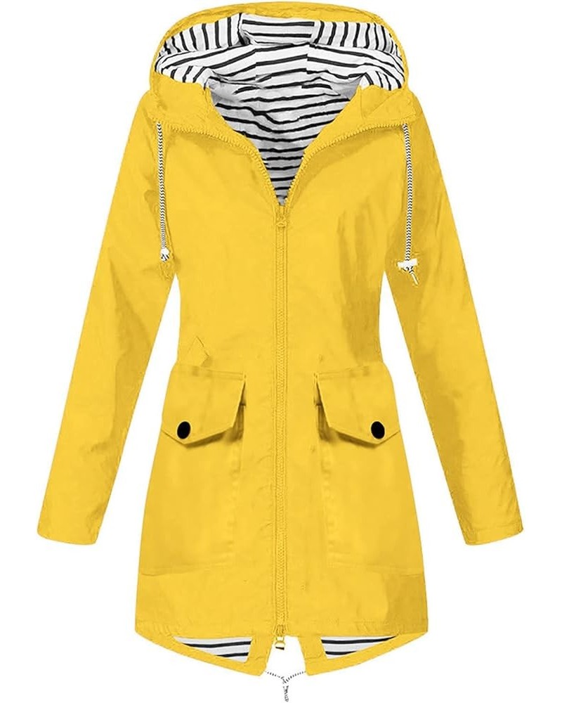 Rain Coats for Women,Womens Fall Fashion 2022 Raincoat Women Lightweight Waterproof Rain Jackets Zip Up Outdoor Hooded Yellow...