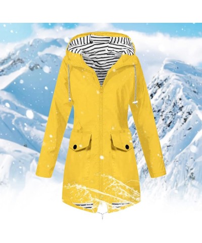 Rain Coats for Women,Womens Fall Fashion 2022 Raincoat Women Lightweight Waterproof Rain Jackets Zip Up Outdoor Hooded Yellow...