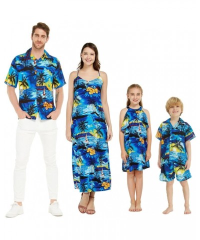 Matchable Family Hawaiian Luau Men Women Girl Boy Clothes in Sunset Blue Big Girl Girl Elastic Top Strap $7.54 Jewelry