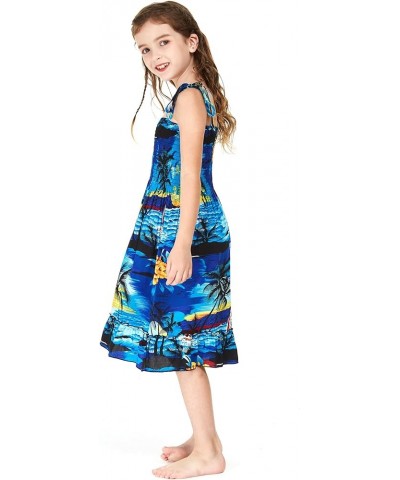 Matchable Family Hawaiian Luau Men Women Girl Boy Clothes in Sunset Blue Big Girl Girl Elastic Top Strap $7.54 Jewelry