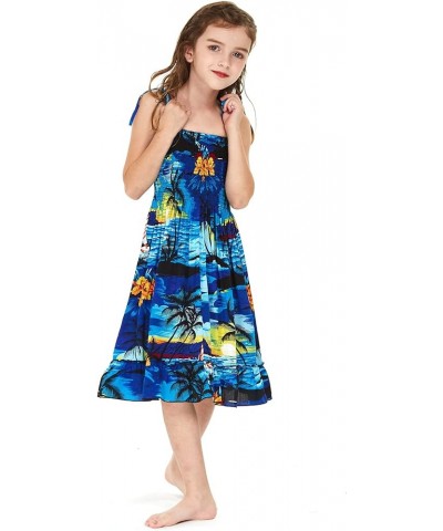 Matchable Family Hawaiian Luau Men Women Girl Boy Clothes in Sunset Blue Big Girl Girl Elastic Top Strap $7.54 Jewelry