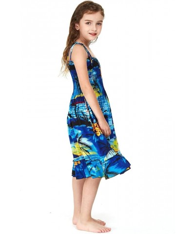 Matchable Family Hawaiian Luau Men Women Girl Boy Clothes in Sunset Blue Big Girl Girl Elastic Top Strap $7.54 Jewelry