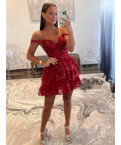 One Shoulder Lace Appliques Homecoming Dress for Teens Sparkly Sequin Tulle Short Formal Dress Cocktail Party Gown ABC60 Z-li...