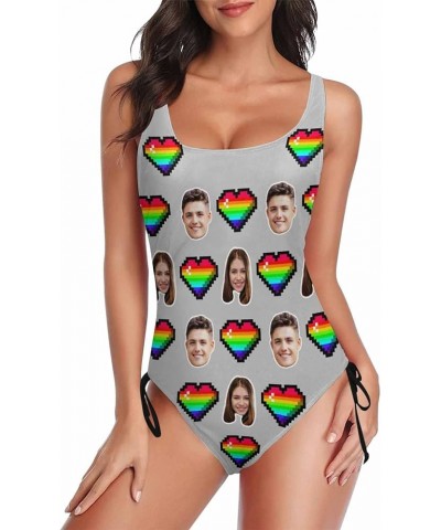 Personalized Women's One Piece Swimsuit with Husband Boyfriend Face American Flag Bathing Suits Monokinis for Women A-3 $13.5...