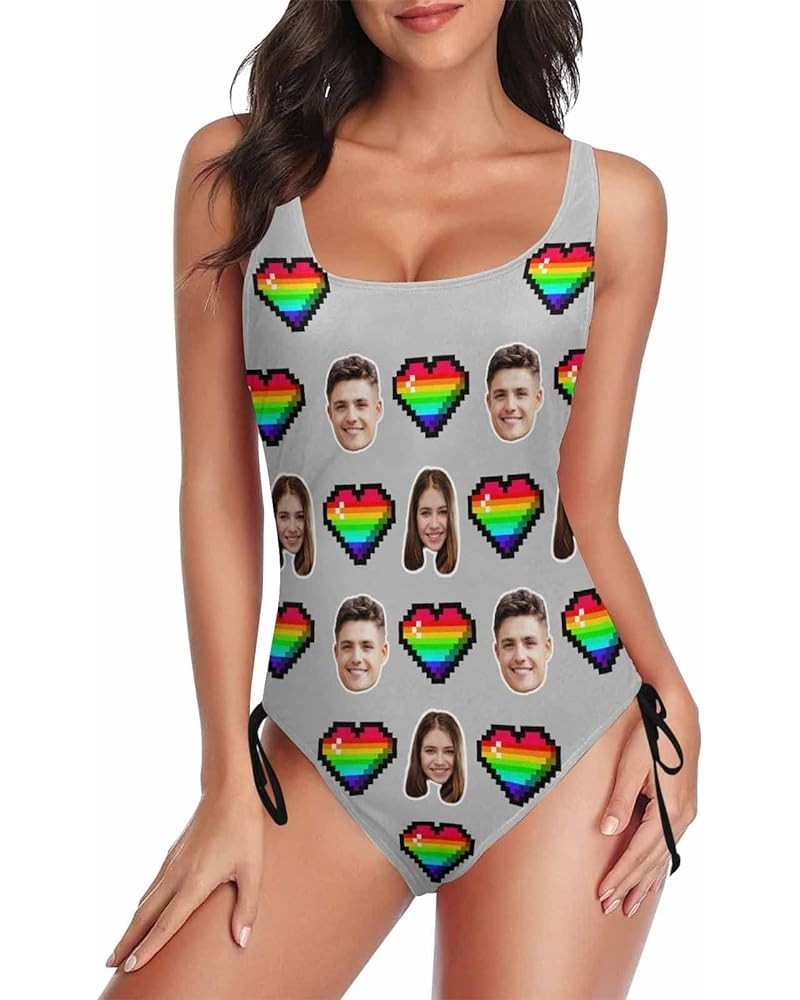 Personalized Women's One Piece Swimsuit with Husband Boyfriend Face American Flag Bathing Suits Monokinis for Women A-3 $13.5...