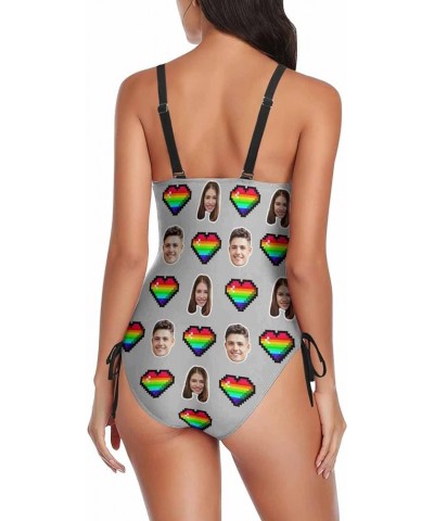 Personalized Women's One Piece Swimsuit with Husband Boyfriend Face American Flag Bathing Suits Monokinis for Women A-3 $13.5...