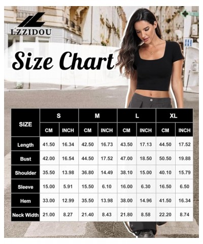 Women's Short Sleeve Crop Top Square Neck Ribbed Silm Baby Tee Summer Fitted Basic T Shirts Burgundy $10.39 T-Shirts