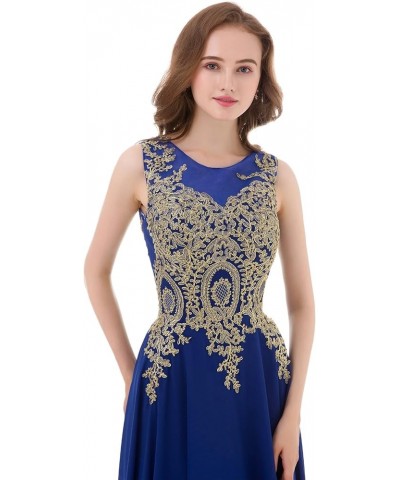 Gold Lace A Line Long Chiffon Women Formal Corset Prom Evening Dresses Royal Blue $38.85 Dresses