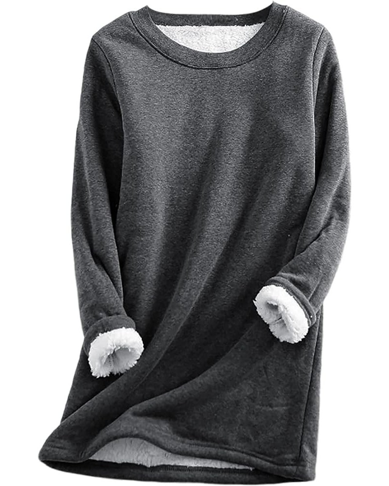 Women Warm Sherpa Lined Fleece Crewneck Sport Sweatshirt Pullover Loungewear 1 Grey $20.99 Activewear