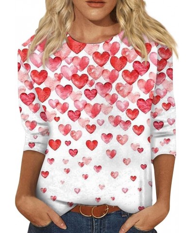 Women Long Sleeve Casual Shirts Fashionable Valentine's Day Funky Love Heart Prints Crew Neck Long Sleeve Tops Shirt 1-pink $...