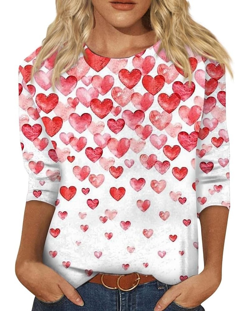 Women Long Sleeve Casual Shirts Fashionable Valentine's Day Funky Love Heart Prints Crew Neck Long Sleeve Tops Shirt 1-pink $...